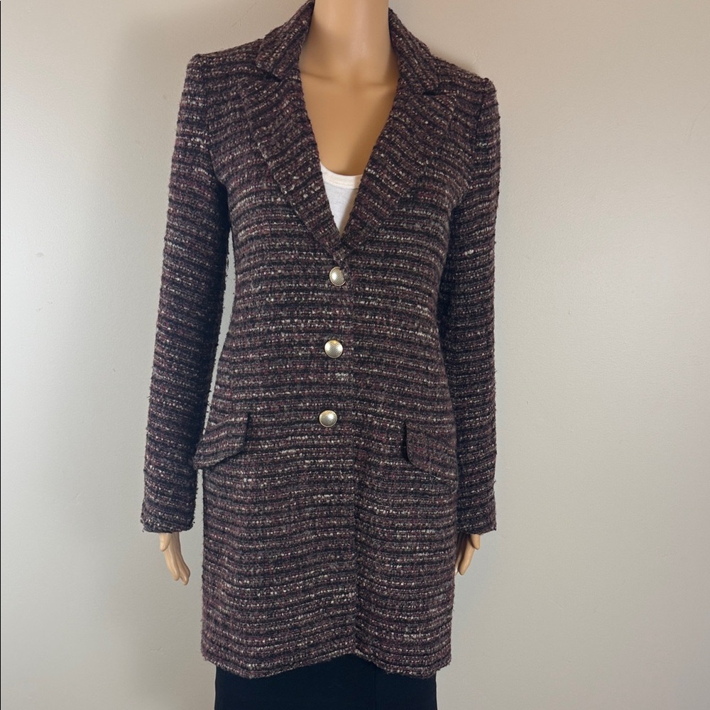 L'Agence Brown Tweed Bouvier Coat - Picture 2 of 7